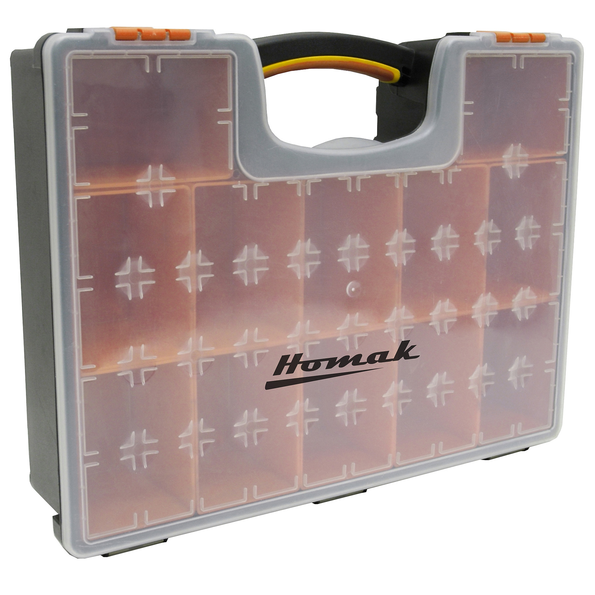 Homak 12 Bin Portable Plastic Organizer, 4.25in.W x 13in.D x 16.5in.H, Model# HA01112425